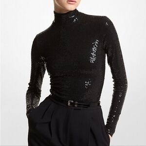 Michael Kors Shimmering Black Sequin Bodysuit